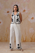 White Dori Embroidered Vest Set Korah Stitch