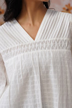 White Top with Pintukcs Detailing Korah Stitch